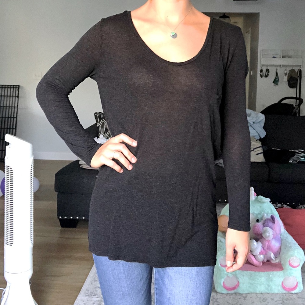 Gray Scoop Neck Tunic Tee